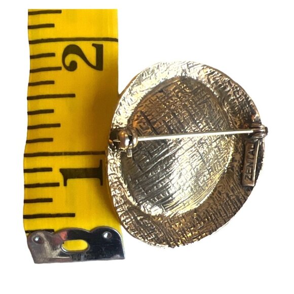 Vintage Zentall Turquoise Gold Tone Brooch Style Mid Century Modern Atomic - Picture 4 of 6